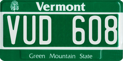 VT license plate VUD608