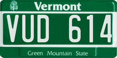 VT license plate VUD614
