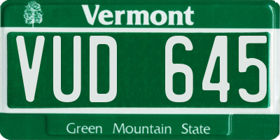 VT license plate VUD645