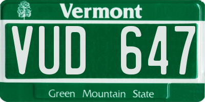 VT license plate VUD647
