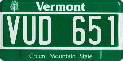 VT license plate VUD651