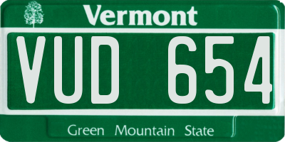 VT license plate VUD654