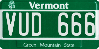 VT license plate VUD666