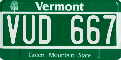 VT license plate VUD667