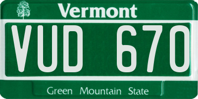 VT license plate VUD670