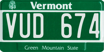 VT license plate VUD674