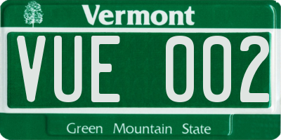 VT license plate VUE002