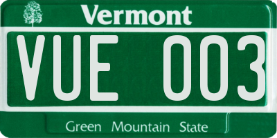 VT license plate VUE003
