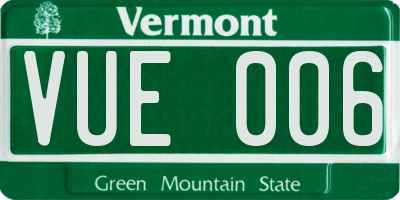 VT license plate VUE006
