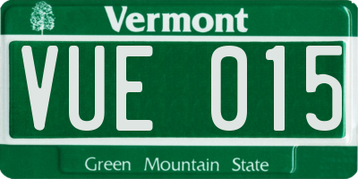VT license plate VUE015