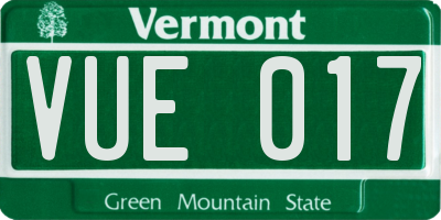 VT license plate VUE017