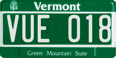 VT license plate VUE018
