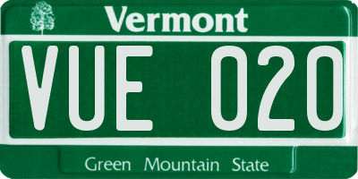 VT license plate VUE020