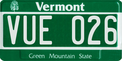 VT license plate VUE026
