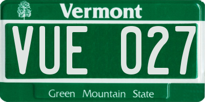 VT license plate VUE027