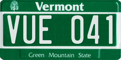 VT license plate VUE041
