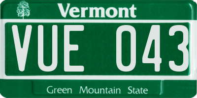 VT license plate VUE043