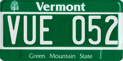 VT license plate VUE052