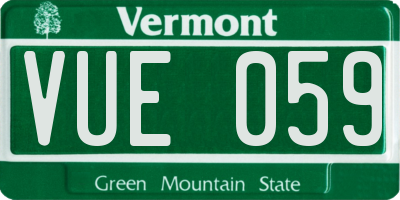 VT license plate VUE059