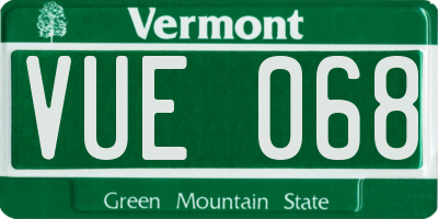 VT license plate VUE068