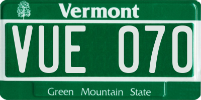 VT license plate VUE070