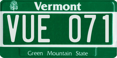 VT license plate VUE071
