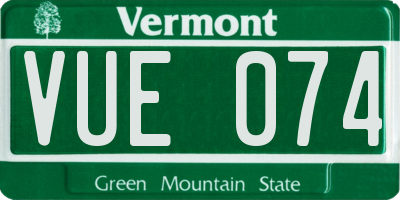 VT license plate VUE074
