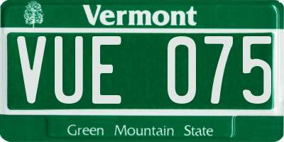 VT license plate VUE075