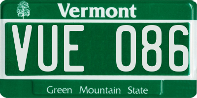 VT license plate VUE086