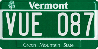 VT license plate VUE087