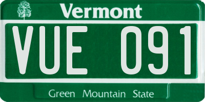 VT license plate VUE091