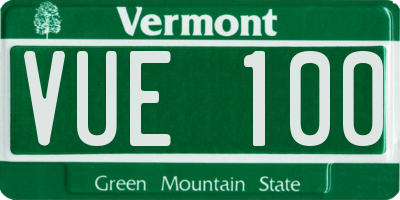 VT license plate VUE100