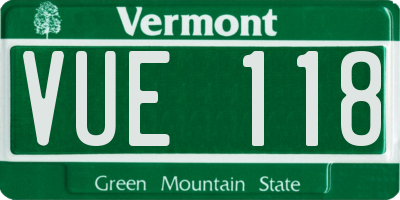 VT license plate VUE118