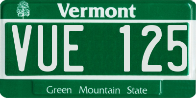 VT license plate VUE125