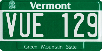 VT license plate VUE129