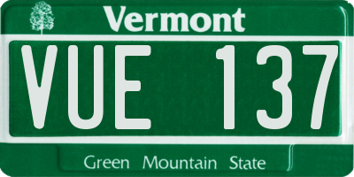 VT license plate VUE137