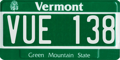VT license plate VUE138