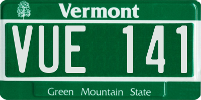 VT license plate VUE141