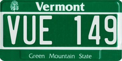 VT license plate VUE149