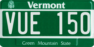 VT license plate VUE150