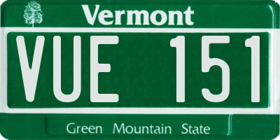 VT license plate VUE151