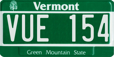 VT license plate VUE154