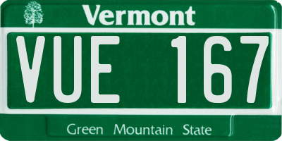 VT license plate VUE167