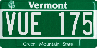 VT license plate VUE175