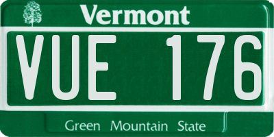 VT license plate VUE176