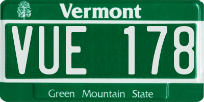 VT license plate VUE178
