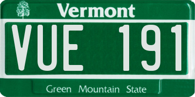 VT license plate VUE191