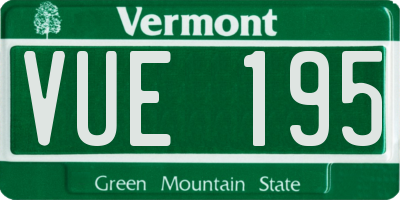 VT license plate VUE195