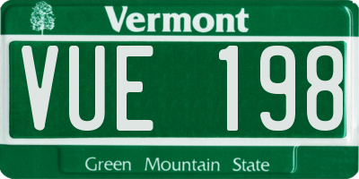 VT license plate VUE198