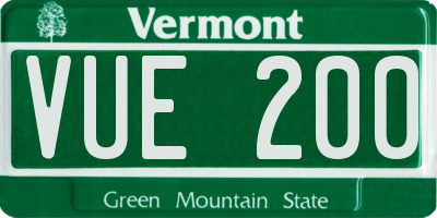 VT license plate VUE200